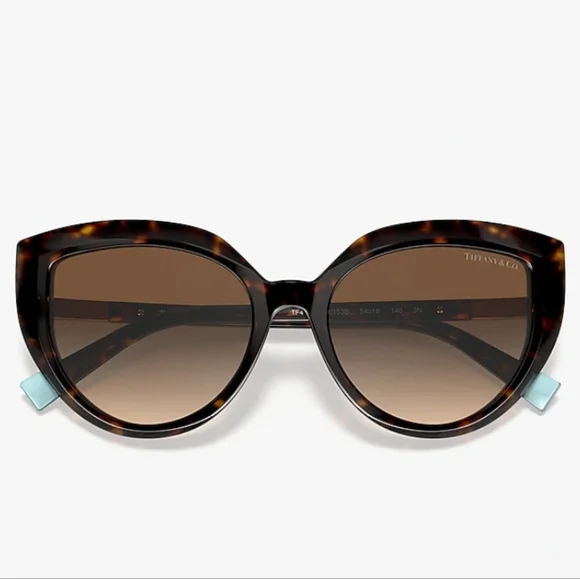 Tiffany & Company TF4170 Logo T Cat Eye Sunglasses in Havanah Brown.  MA#621 - Picture 5 of 17